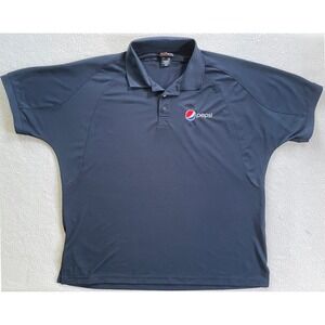 Aramark Mens 1XL Polo Shirt Navy Pepsi Logo Embroidered FlexFit Short Sleeve